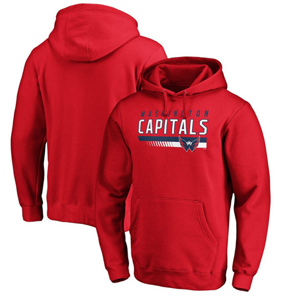 Men's Washington Capitals Red Staggered Stripe Pullover Hoodie